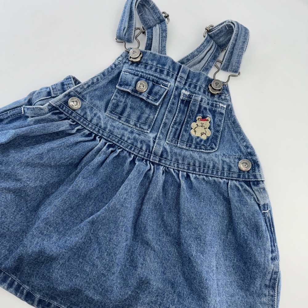 Vintage Denim Arizona Jumper 12 Mo Teddy Bear Buckle Light Blue Baby Toddler - Picture 8 of 8